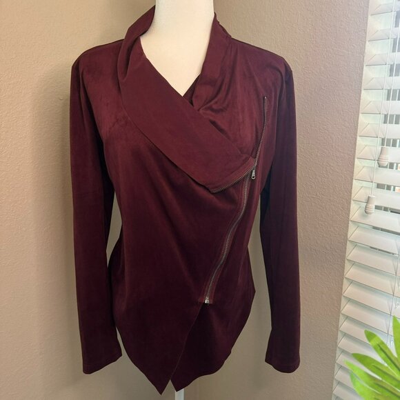 Burgandy Vigoss Asymmetrical Moto jacket - Picture 1 of 11